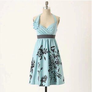 Anthropologie Nathalie Lete Paris NWT Blue Stemmed Sweetbriar Halter Dress‎